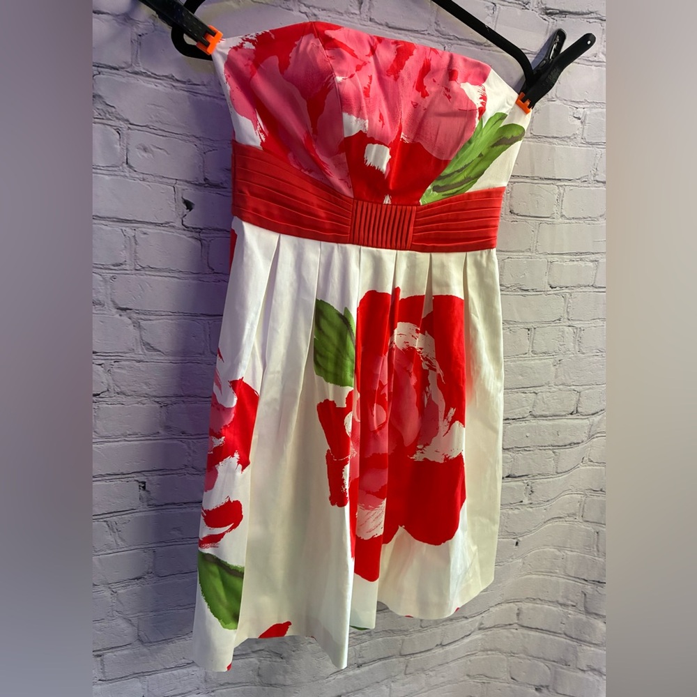 London Times Women’s Floral Strapless Picnic Spring Summer Midi Dress Size 8 - Picture 2 of 6